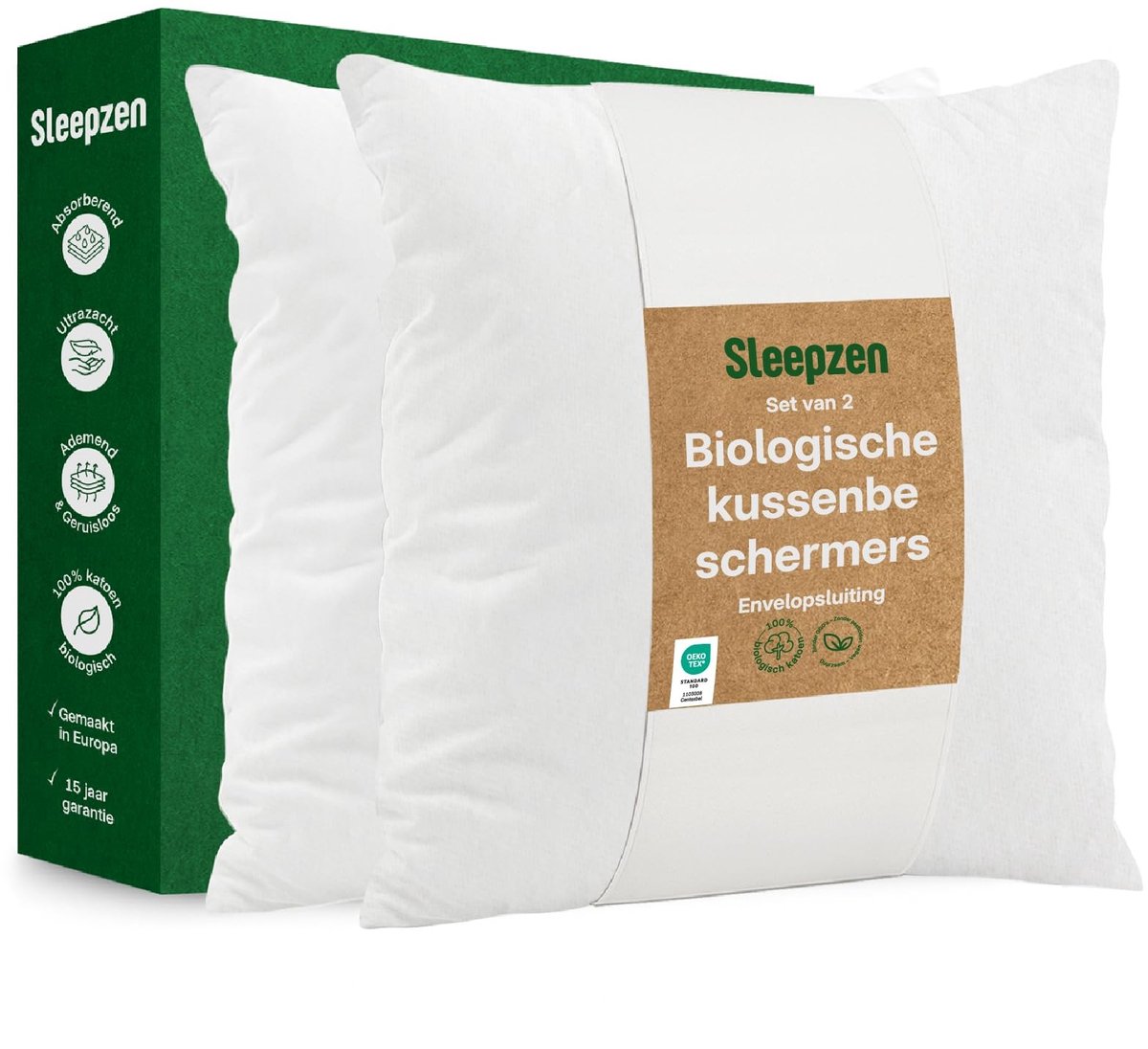 Elzusha - Kussenbeschermer, 60 x 60 cm, Biologisch Katoen, Set van 2