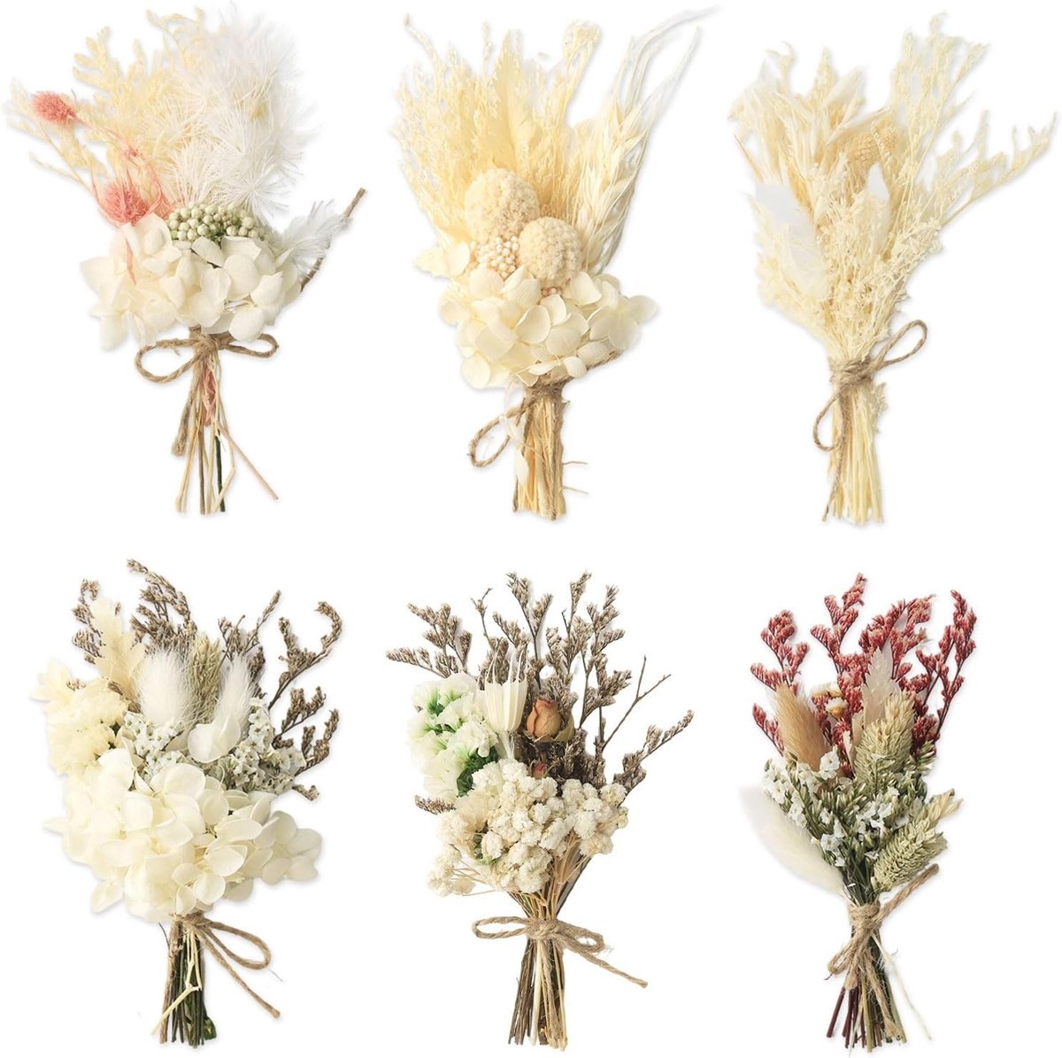 6 Bundels Gedroogde Bloemen Boeket Mini Echte Gedroogde Bloemen voor Creatief Gebruik, Boho Stijl, Handgemaakt Natuurlijke Decoratie voor Fotolijsten en Ambachten