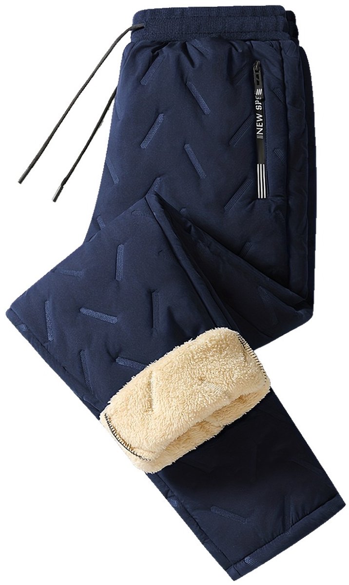 Currero Warme Broek Heren Thermo Fleece Winterbroek Joggingbroek Sweatpants Donkerblauw Donkeerblauw