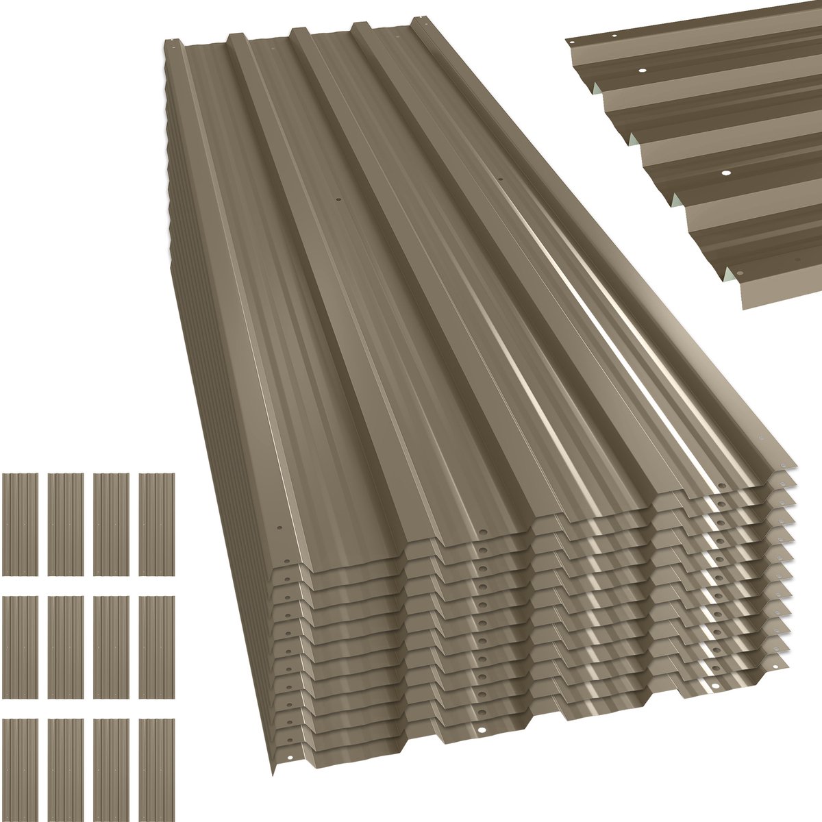 Outsunny - Gegalvaniseerde stalen panelen - 129x45cm - Bruin