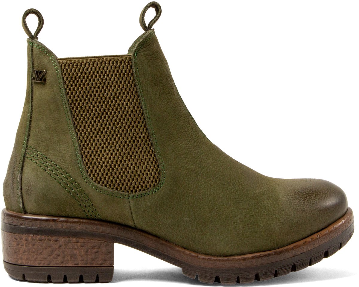 Lazamani - Lia Dames Chelsea Boots Leer Green - Maat 39