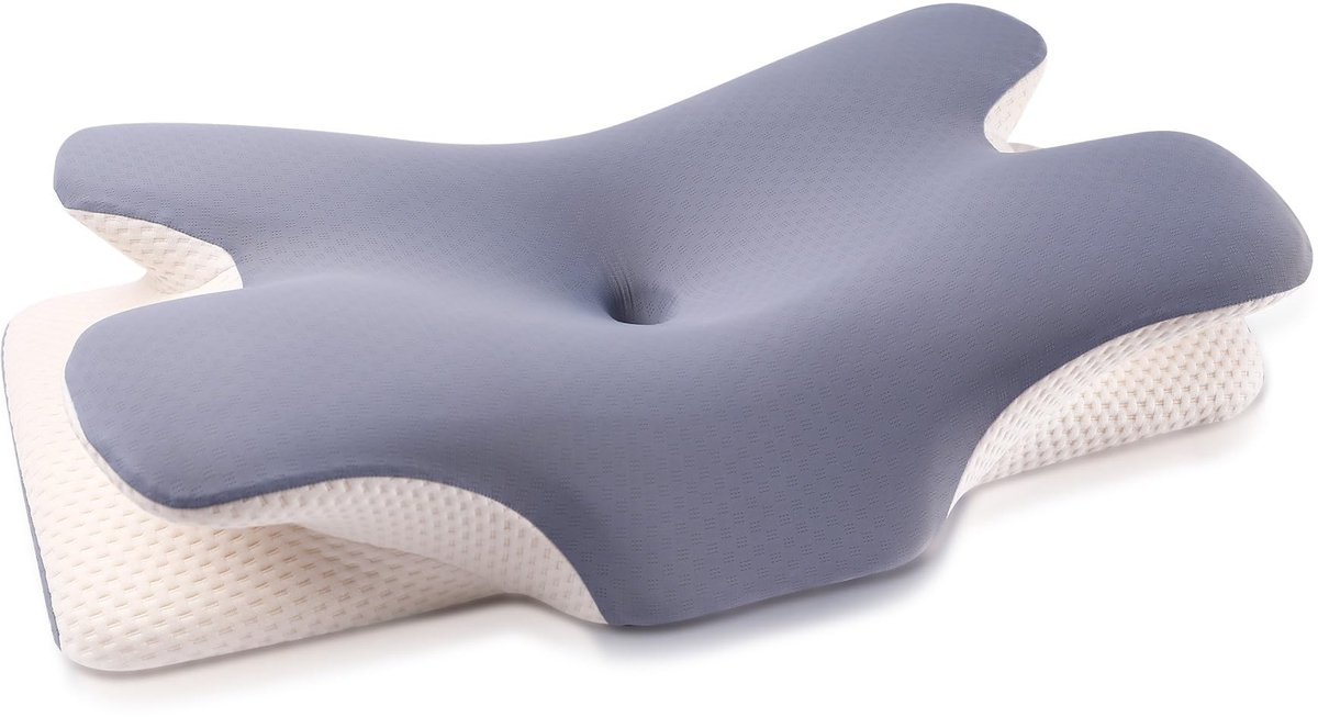 Solidchoice - Comfortabel Nekkussen van Geheugenschuim voor Zijslapers (Blauw)