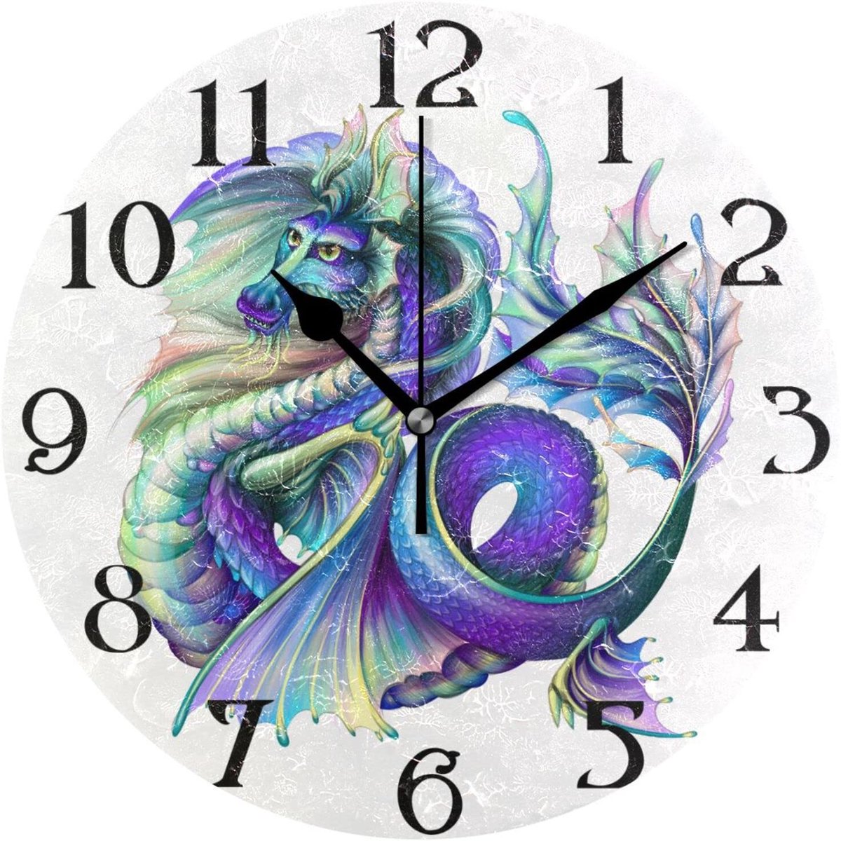 Solidchoice - Mnsruu Waterdraken 3D Wandklok - Stille Ronde Klok van 9,5 Inch voor Woonkamer en Keuken