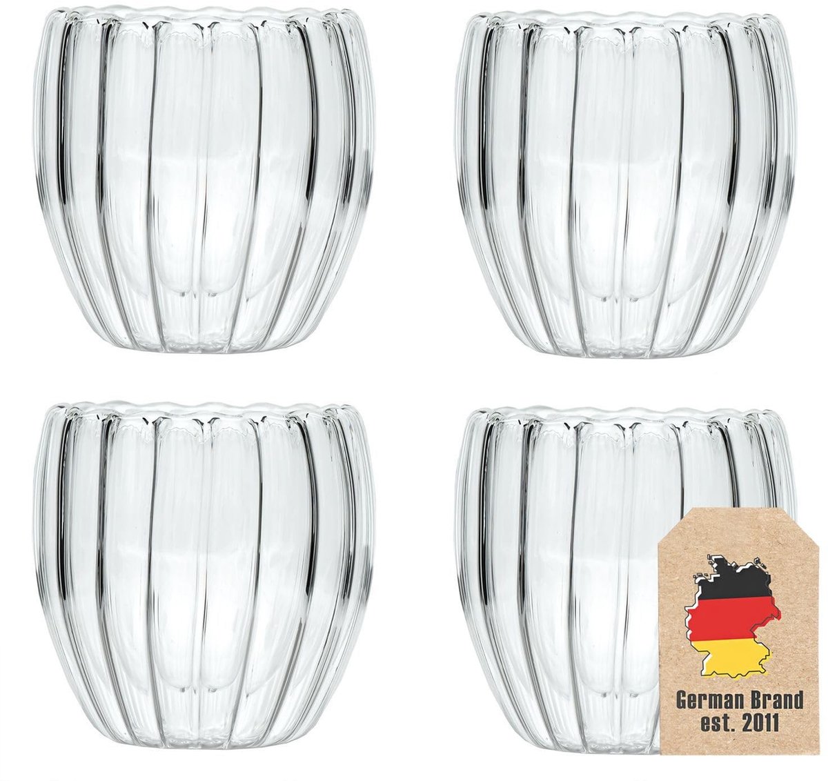 Solidchoice - Set van 4 Dubbelwandige Thermoglazen 190 ml