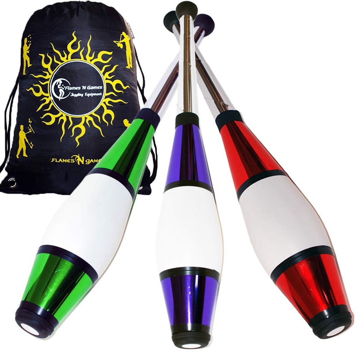Solidchoice - Set van 3 Juggling Clubs met Metallic Decor