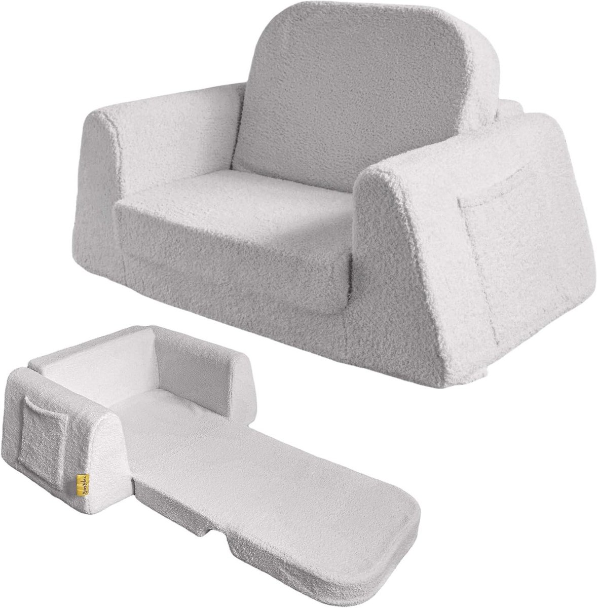 Kinderbank Slaapbank - Zitbank Bed - Spelen en Slapen - Omvormbaar in 3 Seconden - 75 cm Breed - Grijs