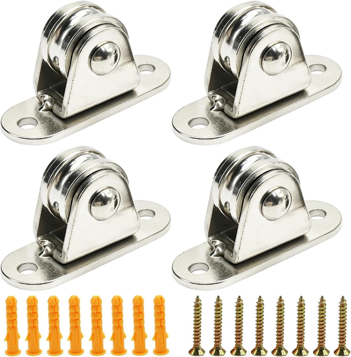 Set van 4 stevige metalen wielen met kogellagers, ideaal voor zeilen, tarp en doe-het-zelf projecten