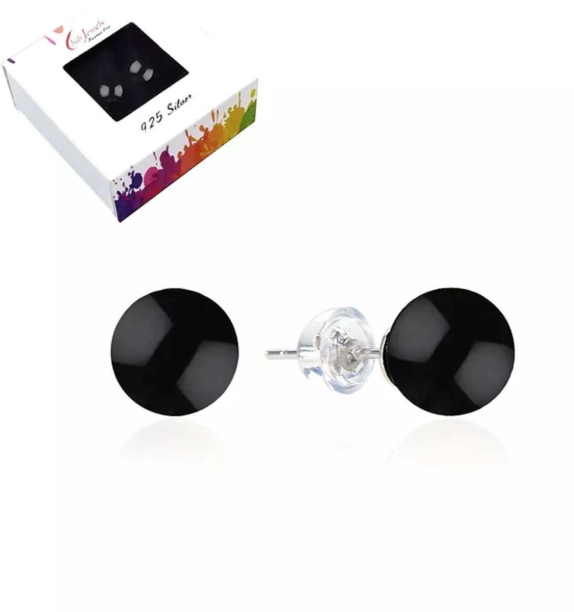 Oorbellen Onyx 8 mm