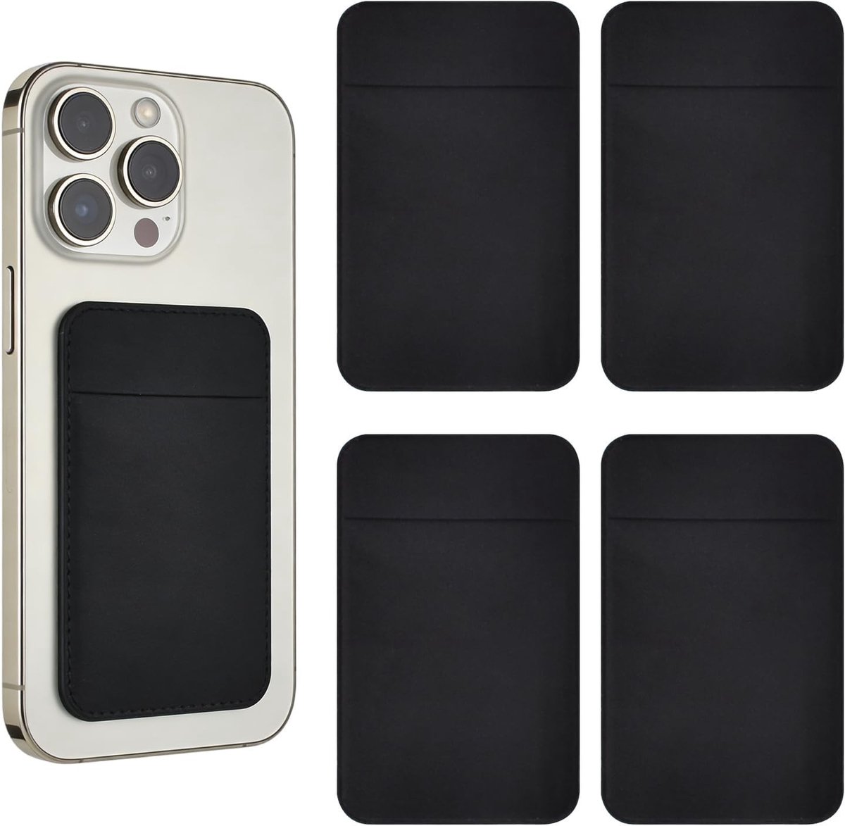 Pasjes Houder Telefoon Plakken - Zwart - 5,7 x 9 cm - Zelfklevend - Voor Smartphone