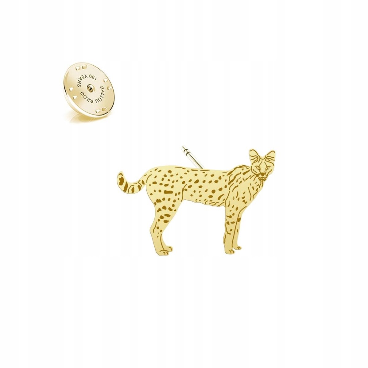 Gouden Afrikaanse Servalkat Broche - 925 Sterling Zilver, 24k Goud