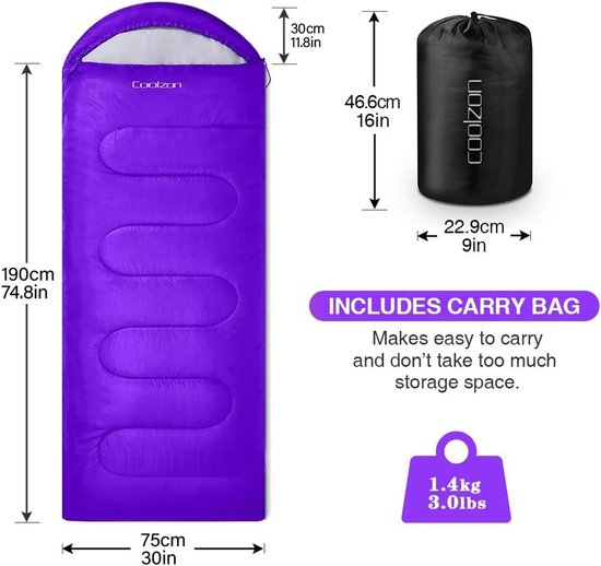 Lakenzak 2 Persoons - Paars - Comfortabel en Warm - Voor Kamperen en Reizen — afbeelding 2