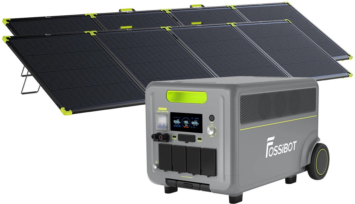 FOSSiBOT F7200 Industriële Hoogvermogen Powerstation + T202 Micro-Omvormer + 2x SP400PRO Zonnepanelen 5222Wh 7200W | Uitbreidbaar tot 15,67kWh UPS <10ms Voor Thuis, Werkplaats & Camper
