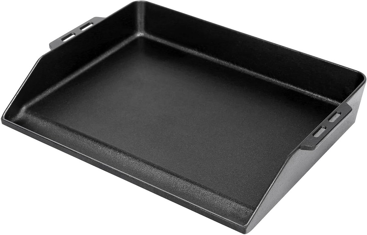 Gietijzeren Grillplaat - Universele Plancha - Buiten Koken - Extra Hoge Zijwanden - 48 x 36 cm - Zwart