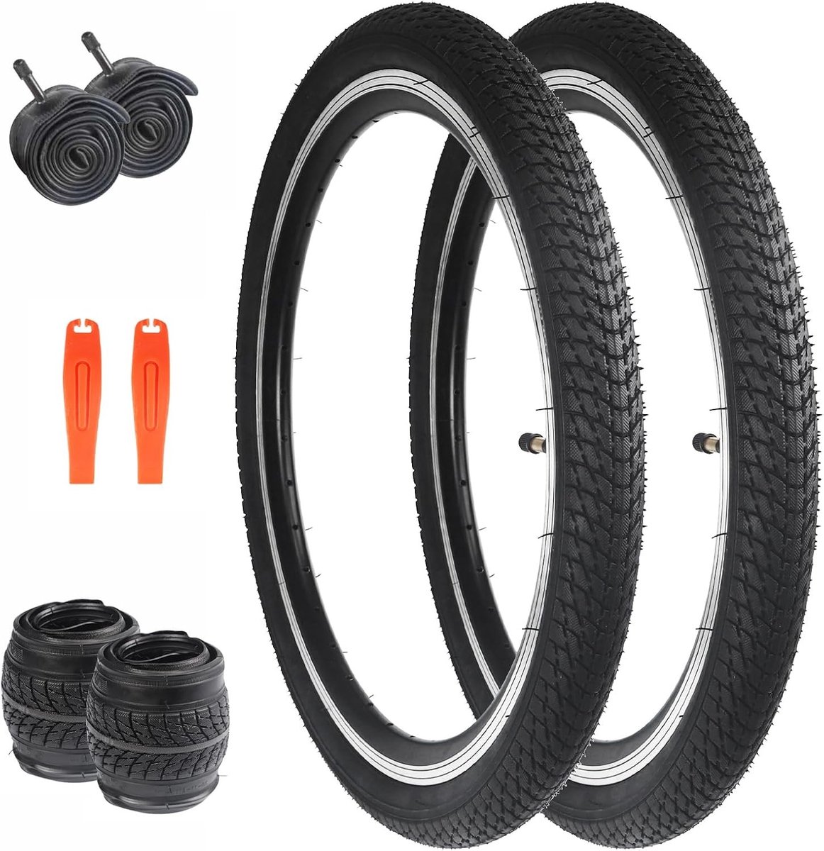 Opvouwbare 20 inch fietsbanden en binnenbanden voor MTB en driewielers - 2 stuks, zwart, 47-406, 20 x 1,75