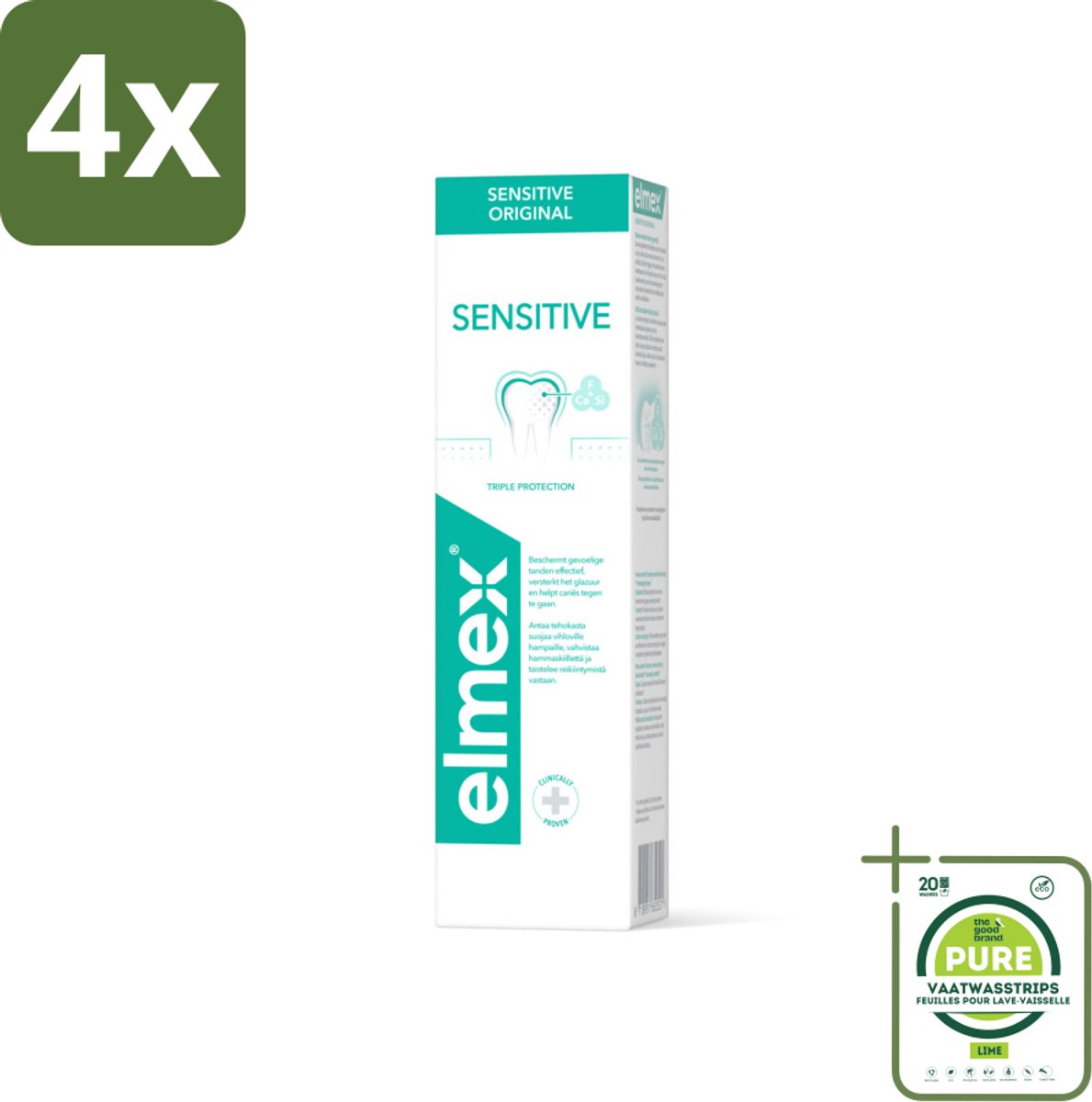 Elmex Tandpasta Sensitive Original 75 ml - Voordeelverpakking - 4 stuks - Gevoelige tanden - Tandpasta
