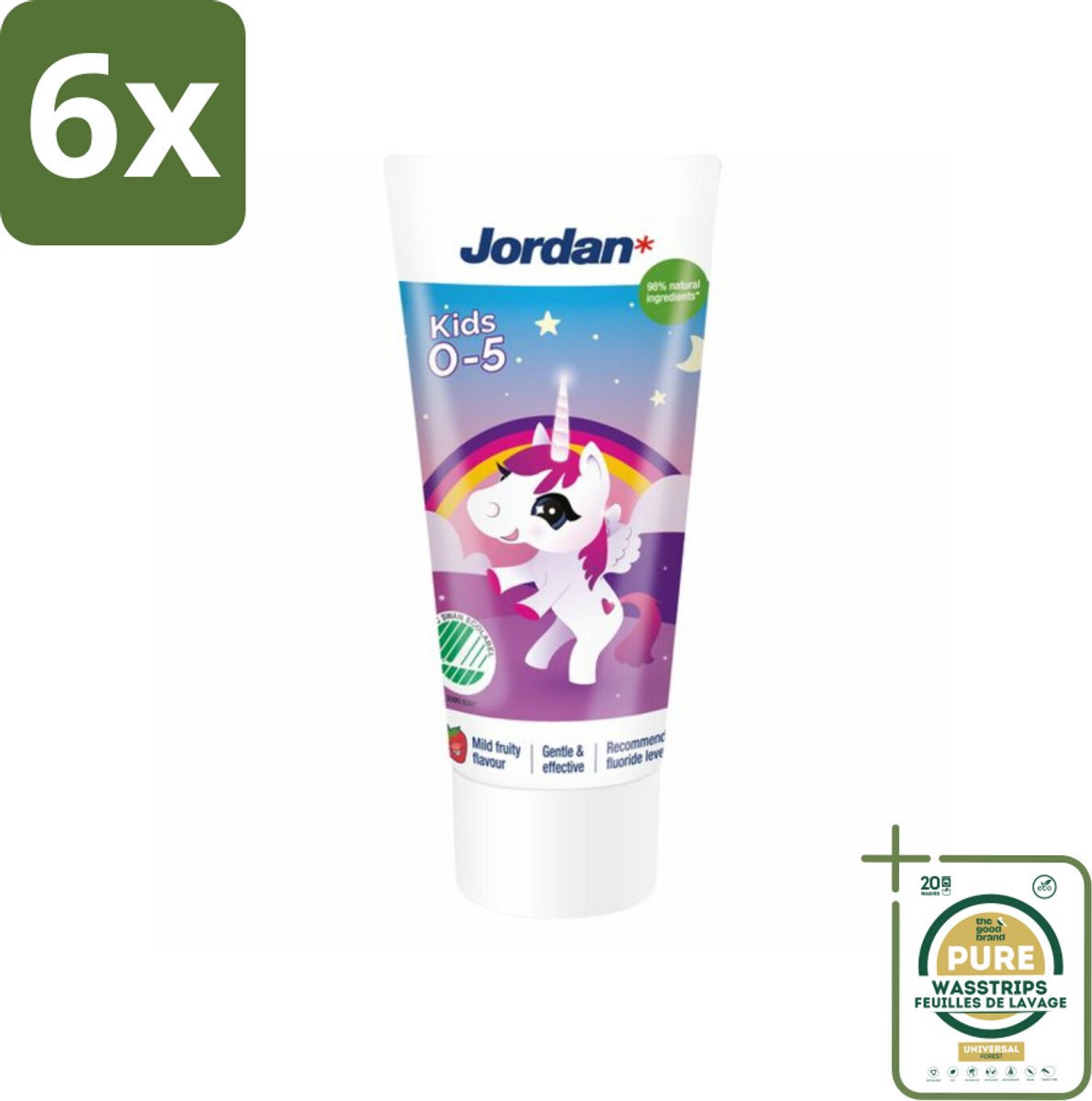 Jordan Tandpasta Kids 0-5 jaar 50 ml - Voordeelverpakking - 6 stuks - Melkgebit beschermen - Gaatjes voorkomen