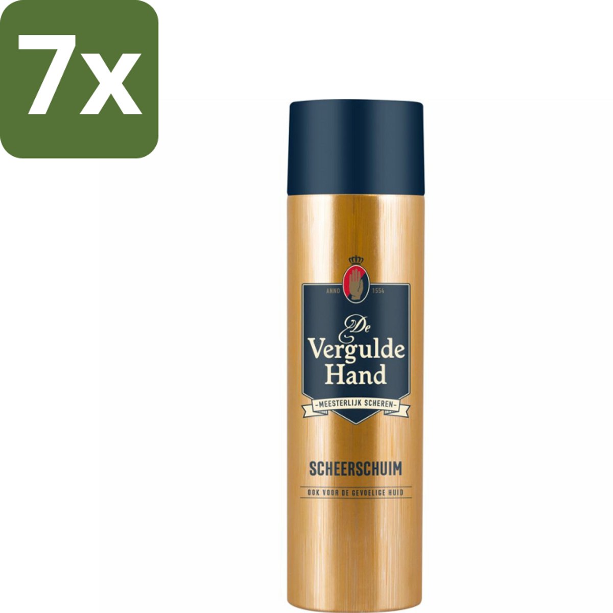 7 x Vergulde Hand Scheerschuim 250 ml - Scheerschuim - Authentieke Scheerbeleving - Glad Scheerresultaat - Huidbescherming - Gevoelige Huid