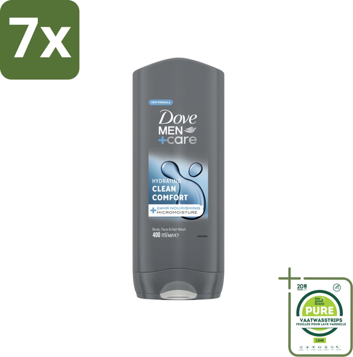 7 x Dove Douchegel Men+ Care Clean Comfort 400 ml - Grootverpakking - Douchegel - Mannelijke Geur - Energie - Verfrissend - Reiniging