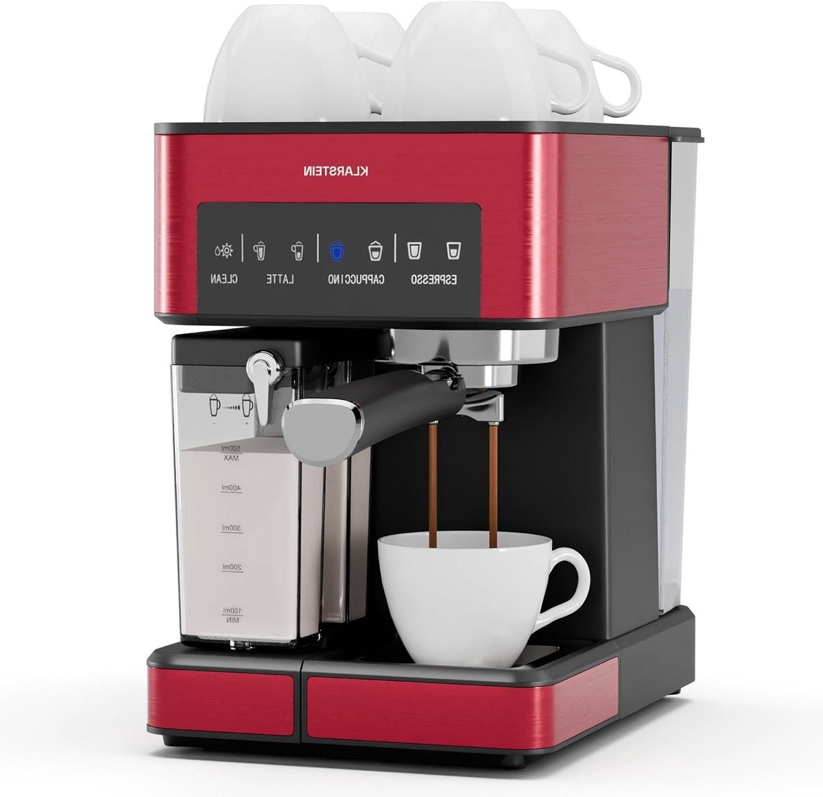 Espresso Machine - Koffiezetapparaat Cappuccino - Luxe Koffie Maken - Met Melkopschuimer - 1.8 Liter Tank - Rood