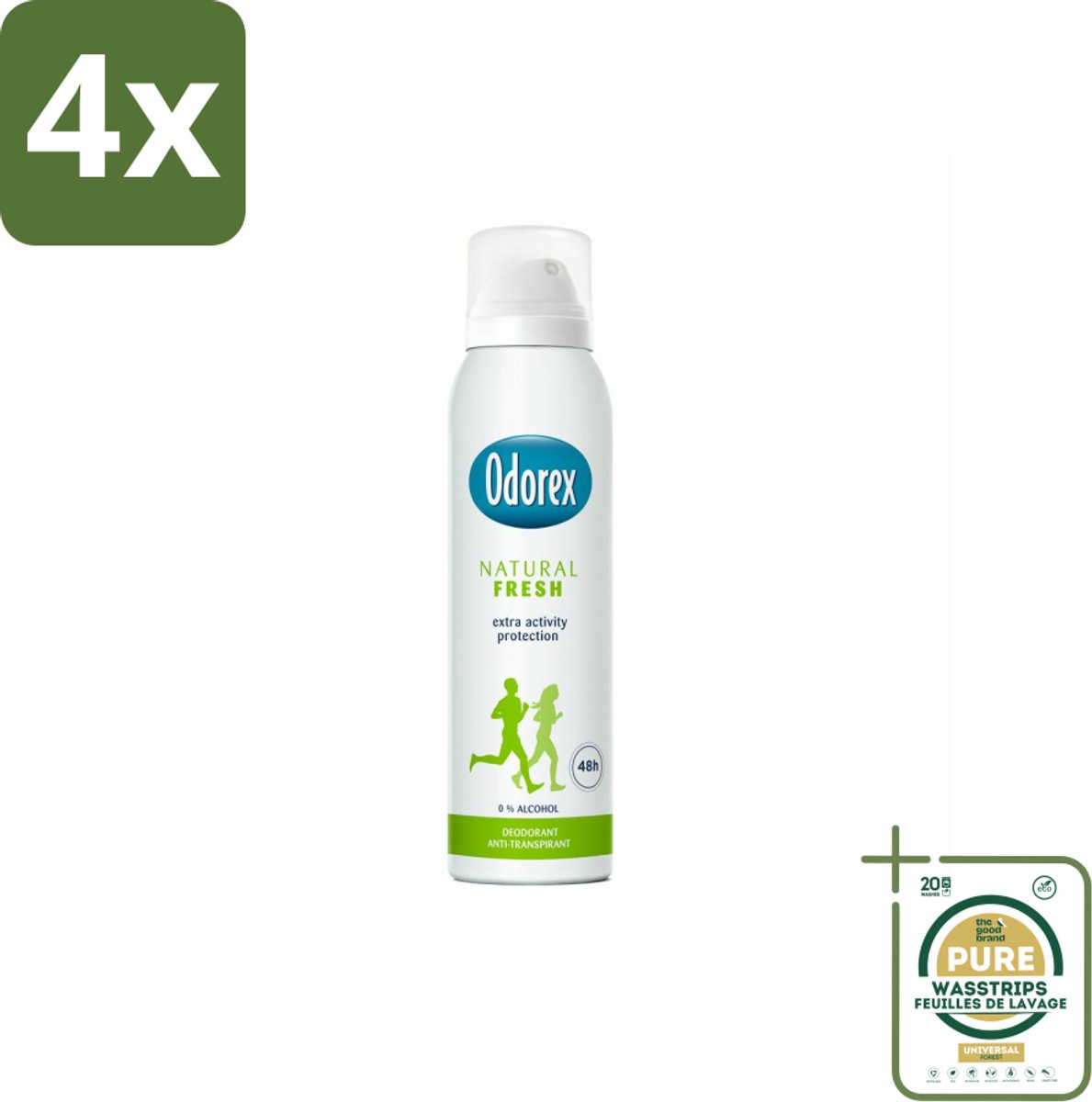 Odorex Deodorant Spray Natural Fresh 150 ml - Voordeelverpakking - 4 stuks - Alcoholvrije deodorant - Huidvriendelijk