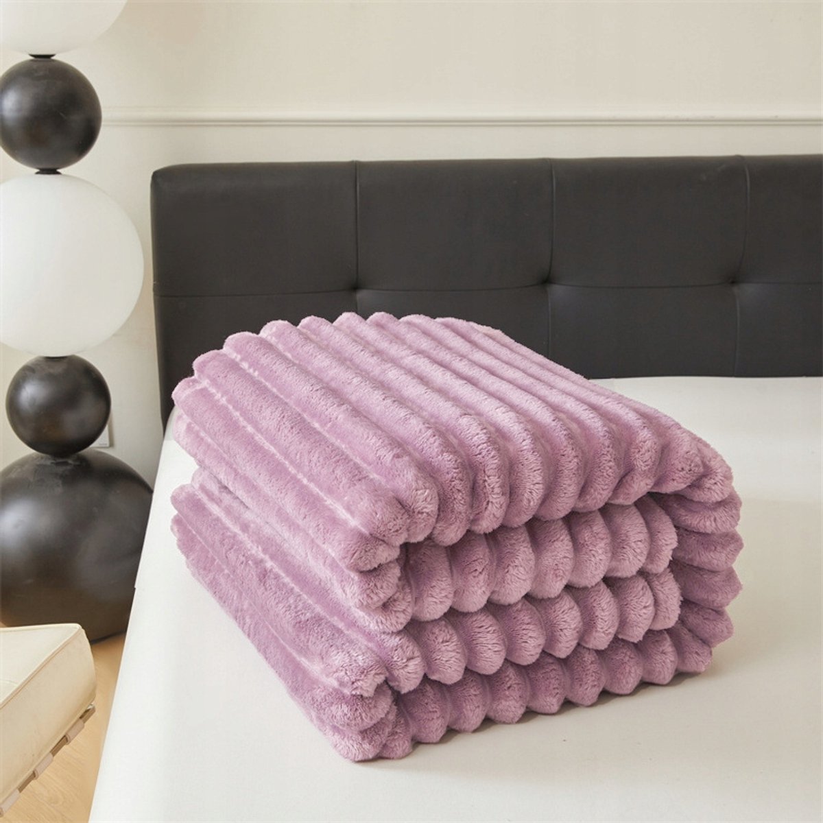 Dikke 3D Ribbel Pluche Plaid 200x220cm - Lichtpaar