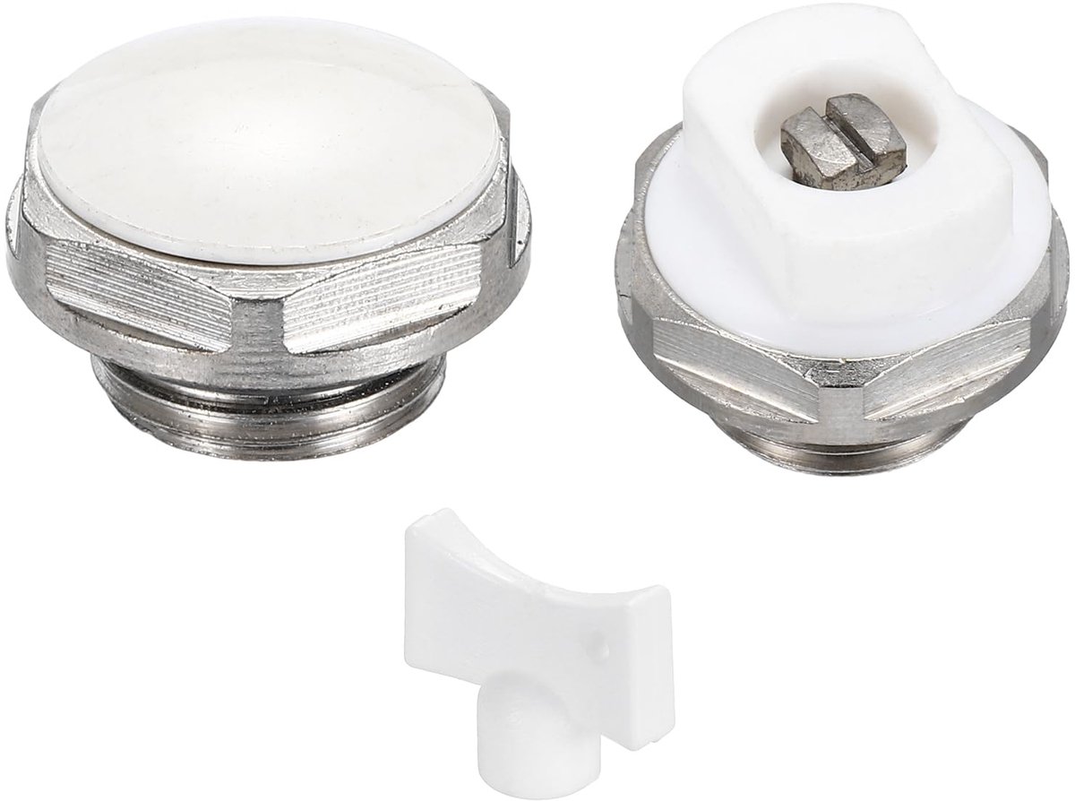 Elzusha - Handmatige Radiator Ontluchtingsstopventielset met Sleutel - Vernikkeld Messing 3/8 inch