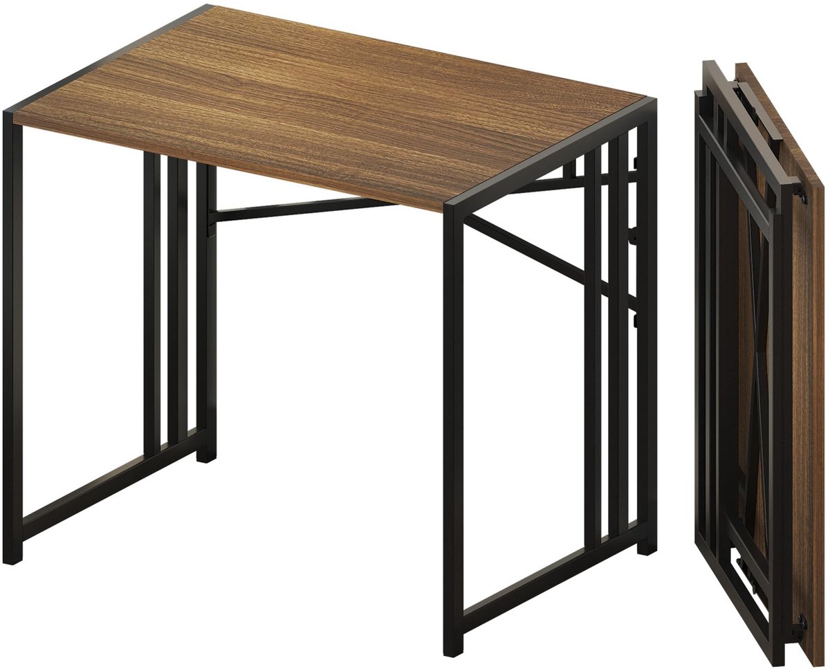 Elzusha- Bureau Opklapbaar 83 cm - Inklapbaar Bureau - Gamingbureau - Schrijftafel - Campingbureau - Houten/Metalen Frame - Ruimtebesparend - Opklaptafel