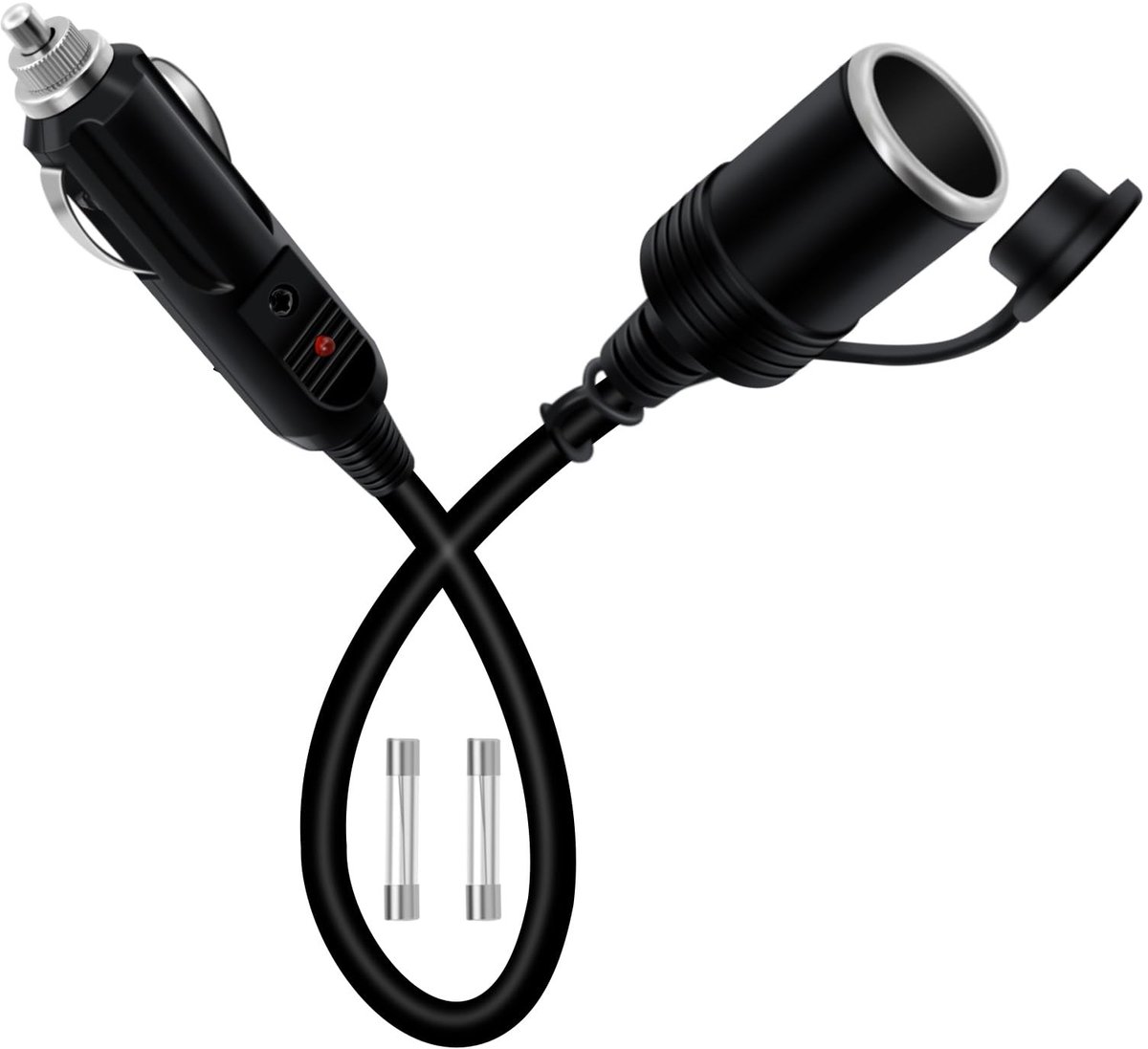 Elzusha - 12V/24V Zware Cigarette Lighter Extension Kabel met LED Licht