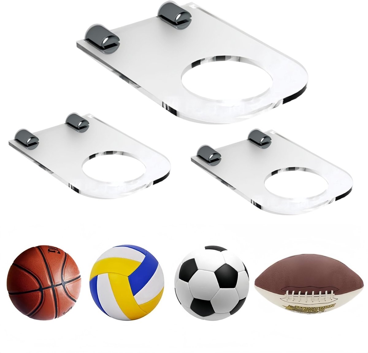 Elzusha - Set van 3 Acryl Ballenhangers voor Muurmontage