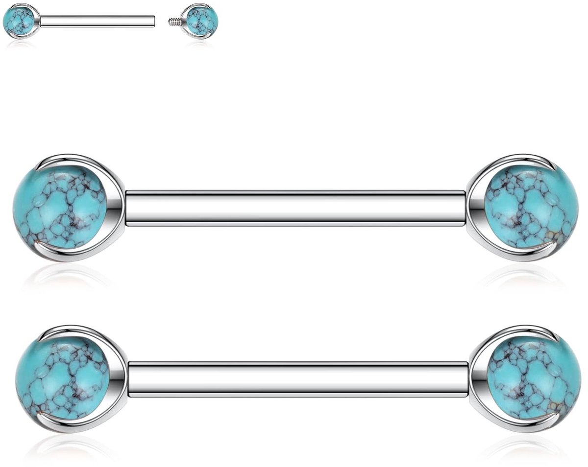 Elzusha - Titanium Tepelringen met Turquoise Ontwerp
