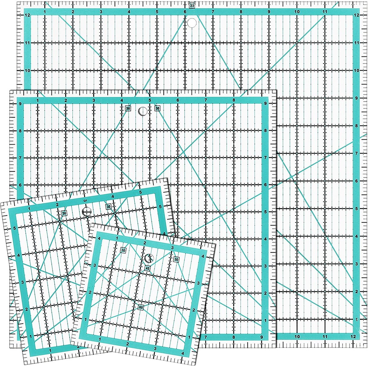 Elzusha - 4 Delige Acryl Quilt Linialen - Vierkante Patchwork Rulers voor Creatieve Projecten