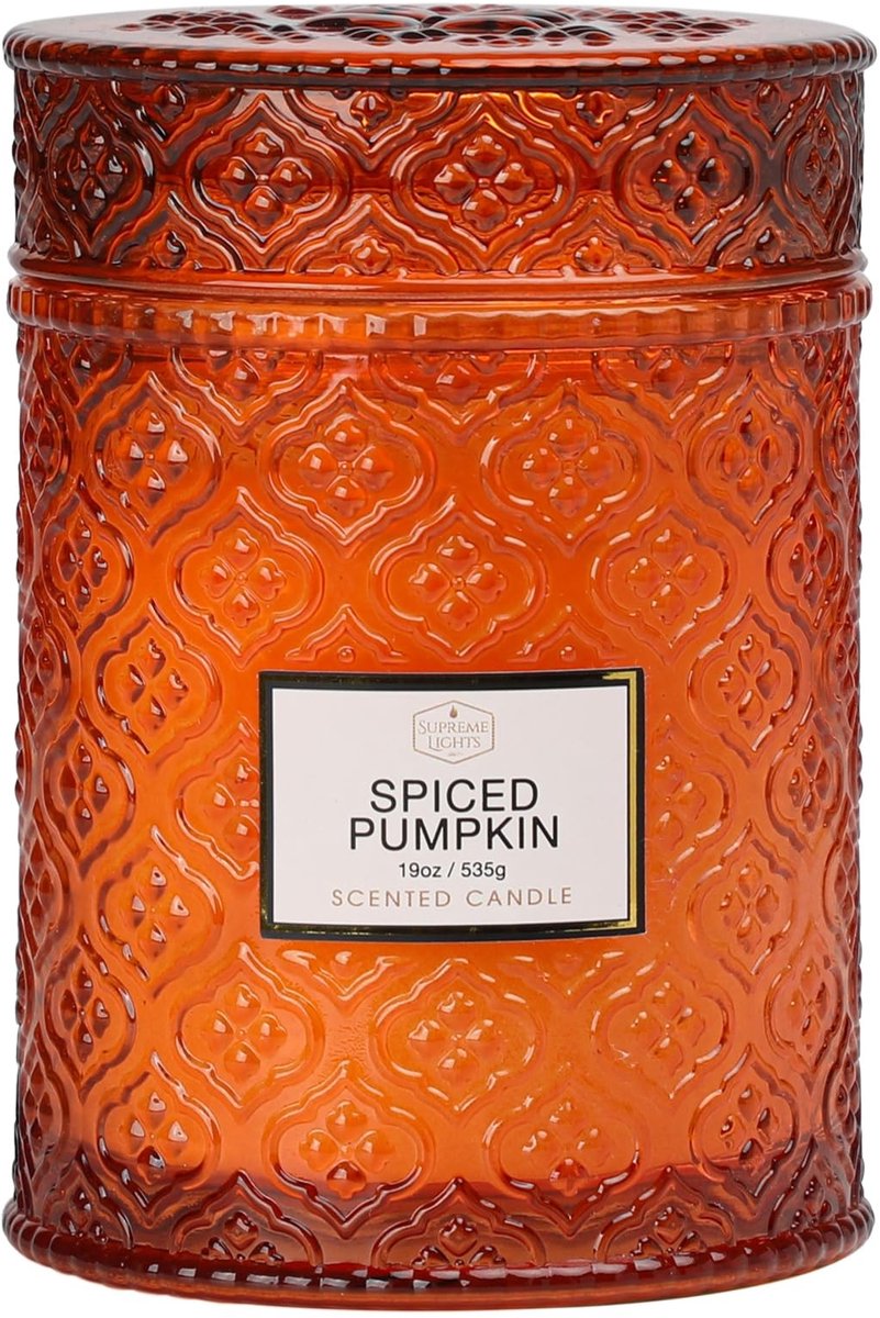 Elzusha - Herfst Pompoen Geurkaars - 28 oz in Luxe Glazen Pot