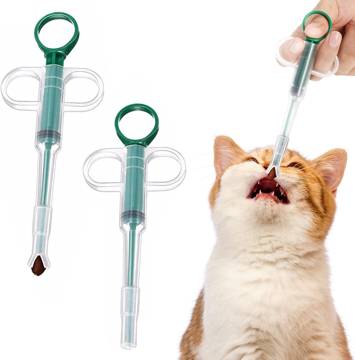 Tablets Feeder voor Huisdieren - 2 Stuks Tablet Scheiders en Herbruikbare Spuit voor Katten en Kleine Honden, Medicijnen Geven Made Easy