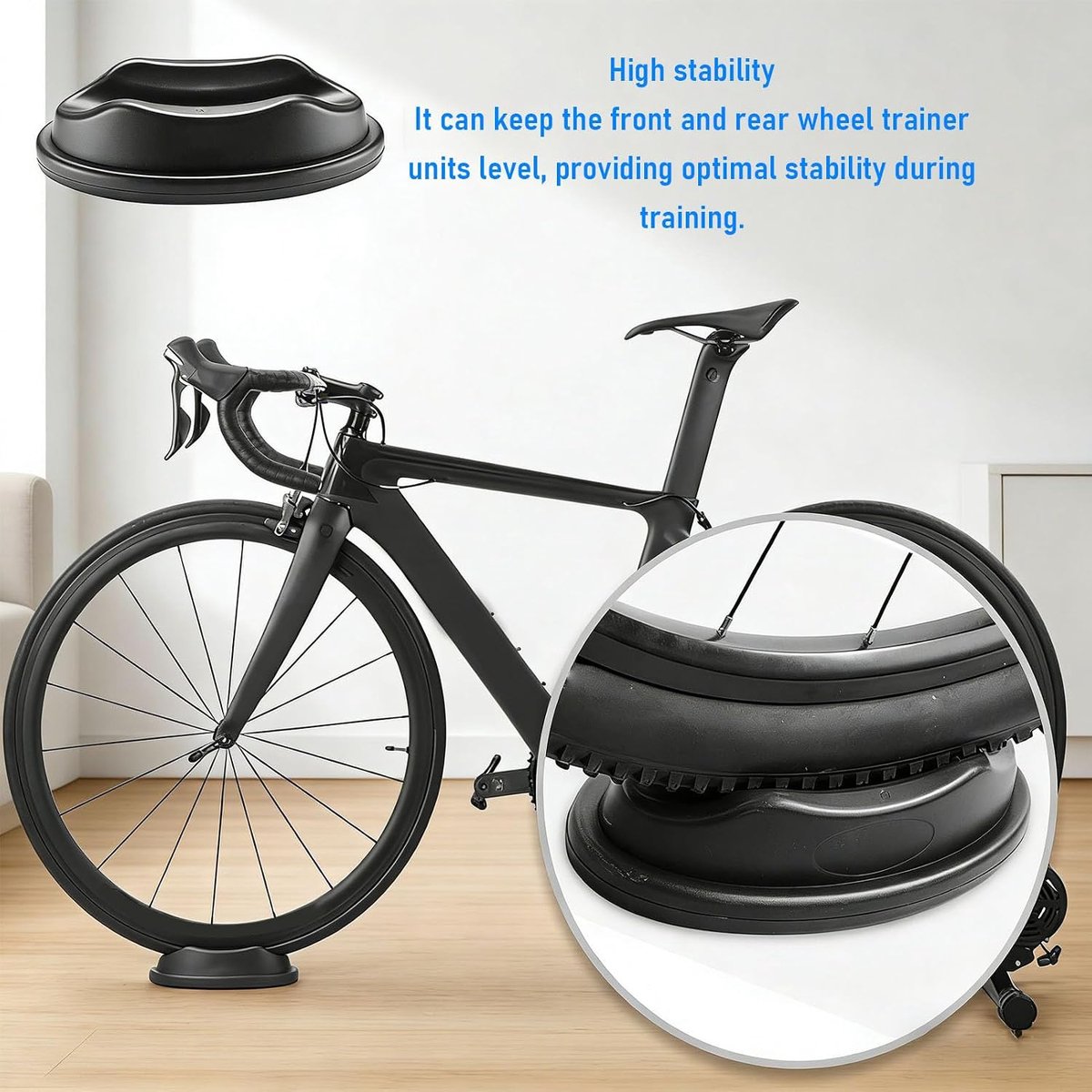 Voorwielblok Fietstrainer - Stabiliteitsblok Fiets - Indoor Fietsen - Beschermt Velgen - Tot 1.8 Inch Band - Zwart