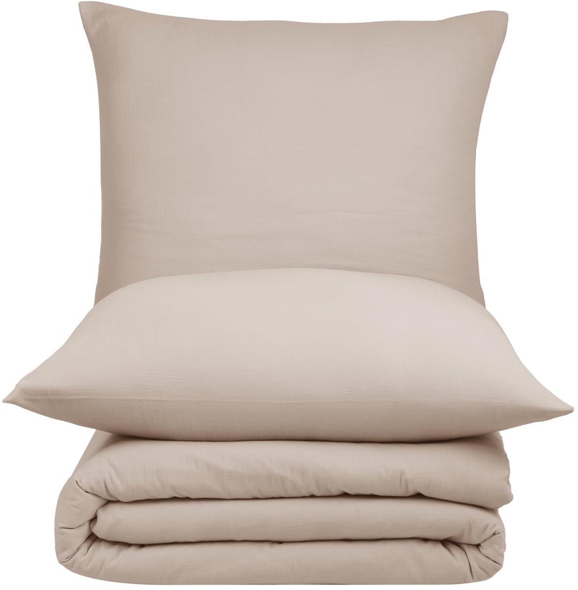 Elzusha - Mousseline Beddengoedset - 100% katoen, zandkleur, 200 x 220 cm