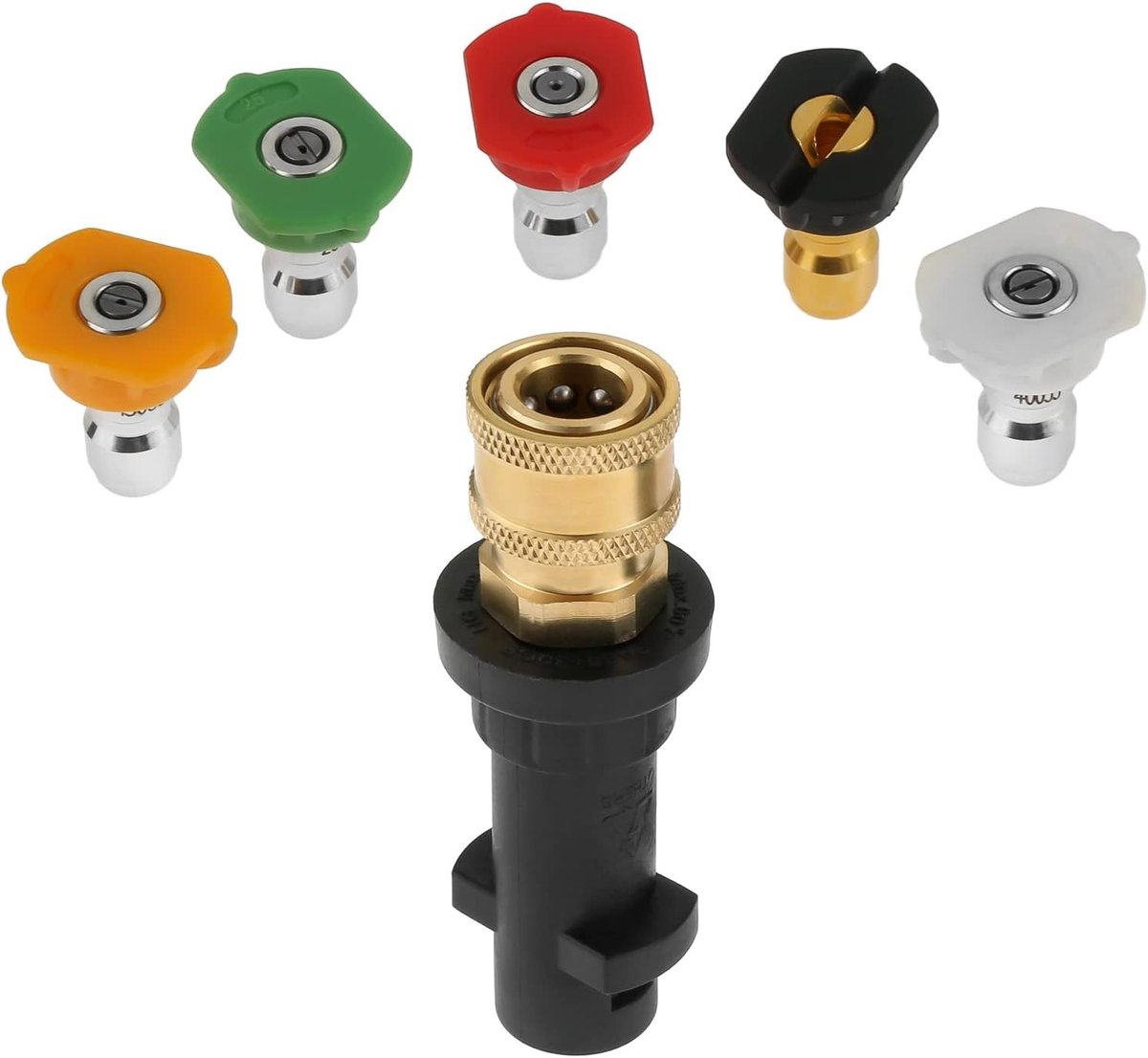 Hogedrukreiniger Snelkoppeling Adapter 1/4 Inch Vrouwelijke Aansluiting met 5 Spuitmondjes voor K2 K3 K4 K5 K6 K7 Modellen
