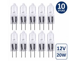 10x HALOmax Halogeen steeklampje G4 12V 20W helder glas | Dimbaar | G4 | Extra Warm Wit | 20 watt | 2.000 Branduren