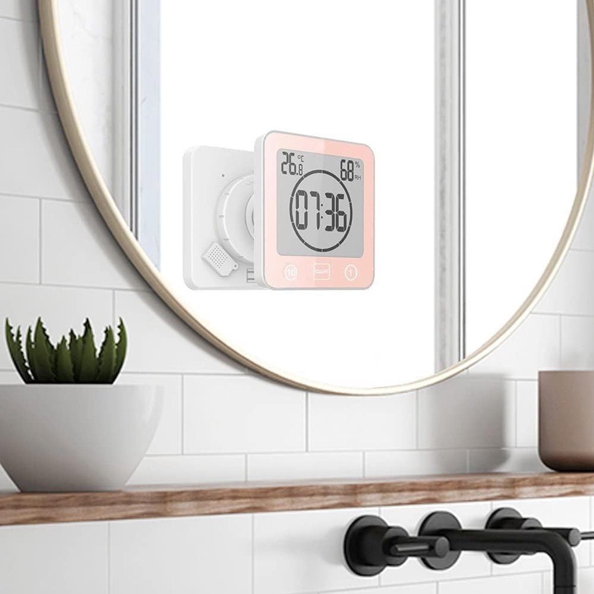 Badkamer Klok - Rood - Digitale Douchewekker met Countdown Timer - Waterdichte Wandklok voor Badkamer en Keuken