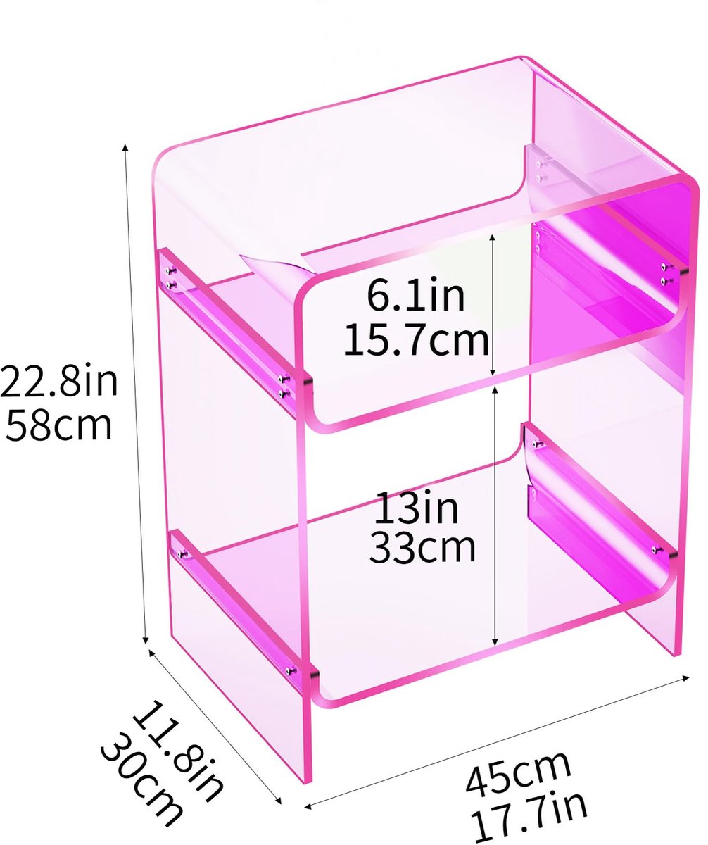 solaround Acrylic Side Table, 45 x 30 x 58 cm, Pink - ShopVlot