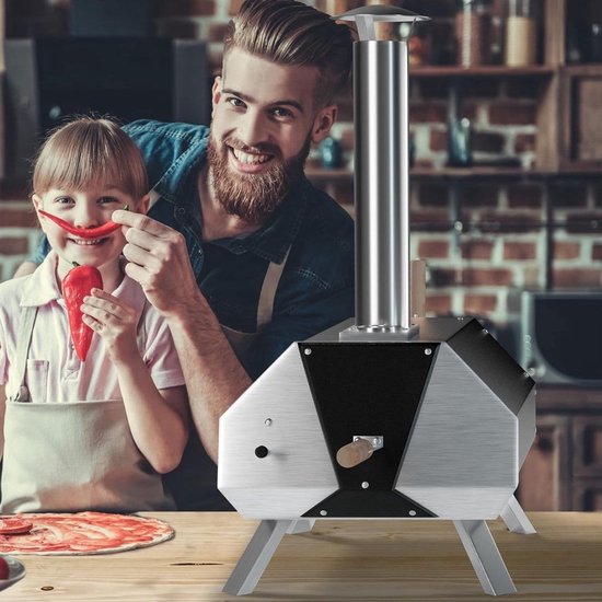 Klarven® Pizza Oven Buiten Zwart - Houtgestookt Alternatief Op Gas - Inclusief Pizzasteen, Thermometer En Pizzaschep Voor Krokante Bodem - B 39 x D 51 x H 83 cm — afbeelding 5