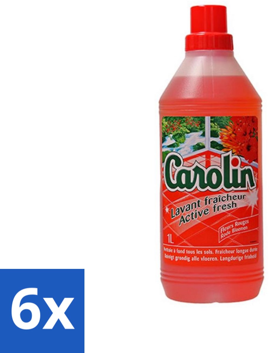 6 x Carolin - Vloerreiniger - Rode Bloemen - 1 L - Vloerreiniger - Vloerreiniger Rode Bloemen - Schoonmaak - Vloeren Schoonmaken - Geur