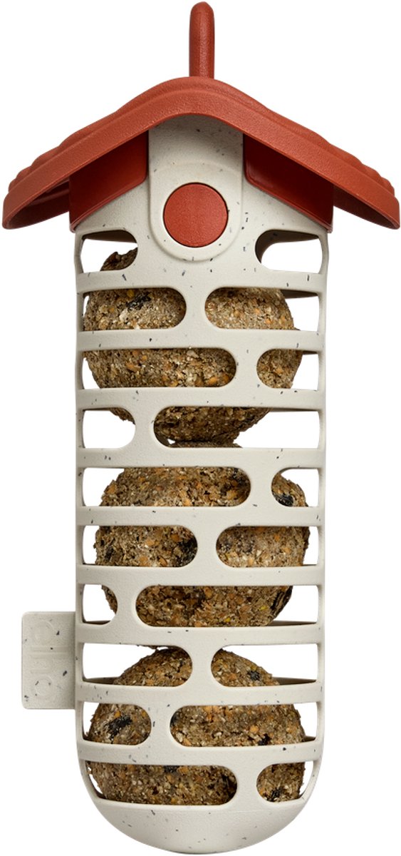 Elho Cosy Vetbolhouder voor Vogels - 100% Gerecycled Plastic - L10.3 x B10.3 x H25.5 cm - Toscaans rood
