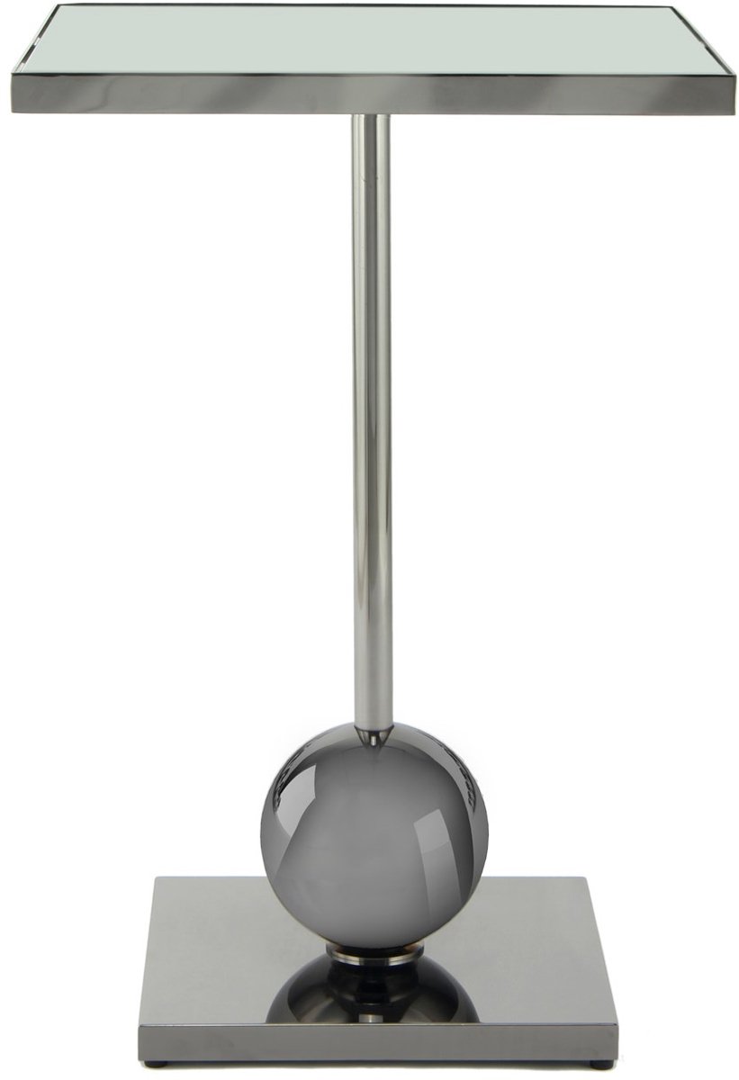 Padiro vierkante bijzettafel 42 x 62 x 42 cm - grijs - Modern Art-Déco Glamour Look - spiegelglas - roestvrij staal
