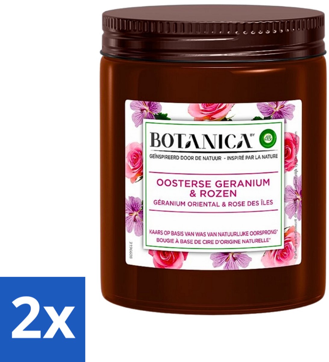 2 x Botanica by Air Wick - Geurkaars - Geranium & Rozen - 40 Uur Brandduur - Geurkaars - Botanica - Air Wick - Geranium - Rozen
