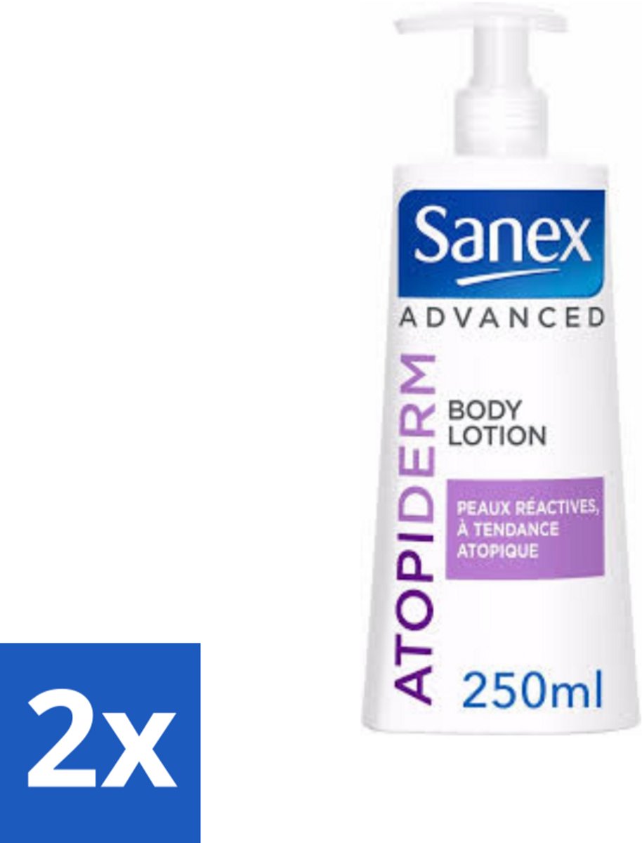 2 x Sanex Geavanceerd - Atopiderm - Bodylotion - 250 ml - Droge Huid - Gevoelige Huid - Bodylotion - Hydratatie - Sanex