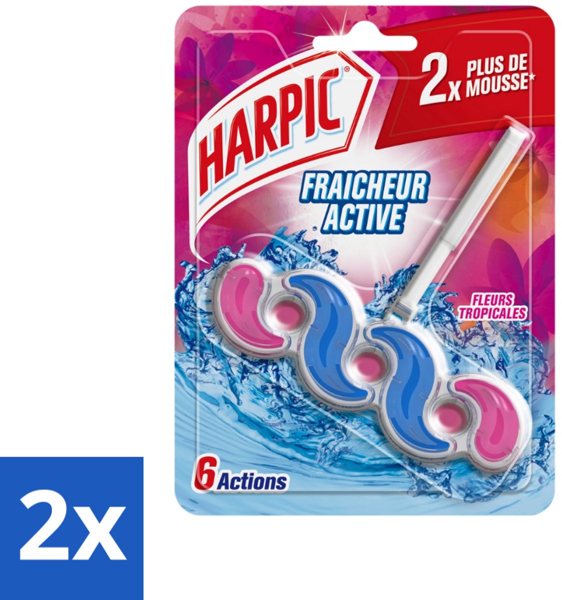 2 x Harpic - Toitletblok - Tropische Bloemen - 250 Spoelbeurten - 1 Blok - Toiletblok - Toilet Schoonmaak - Frisse Geur - Tropische Geur - Kalk Verwijderaar
