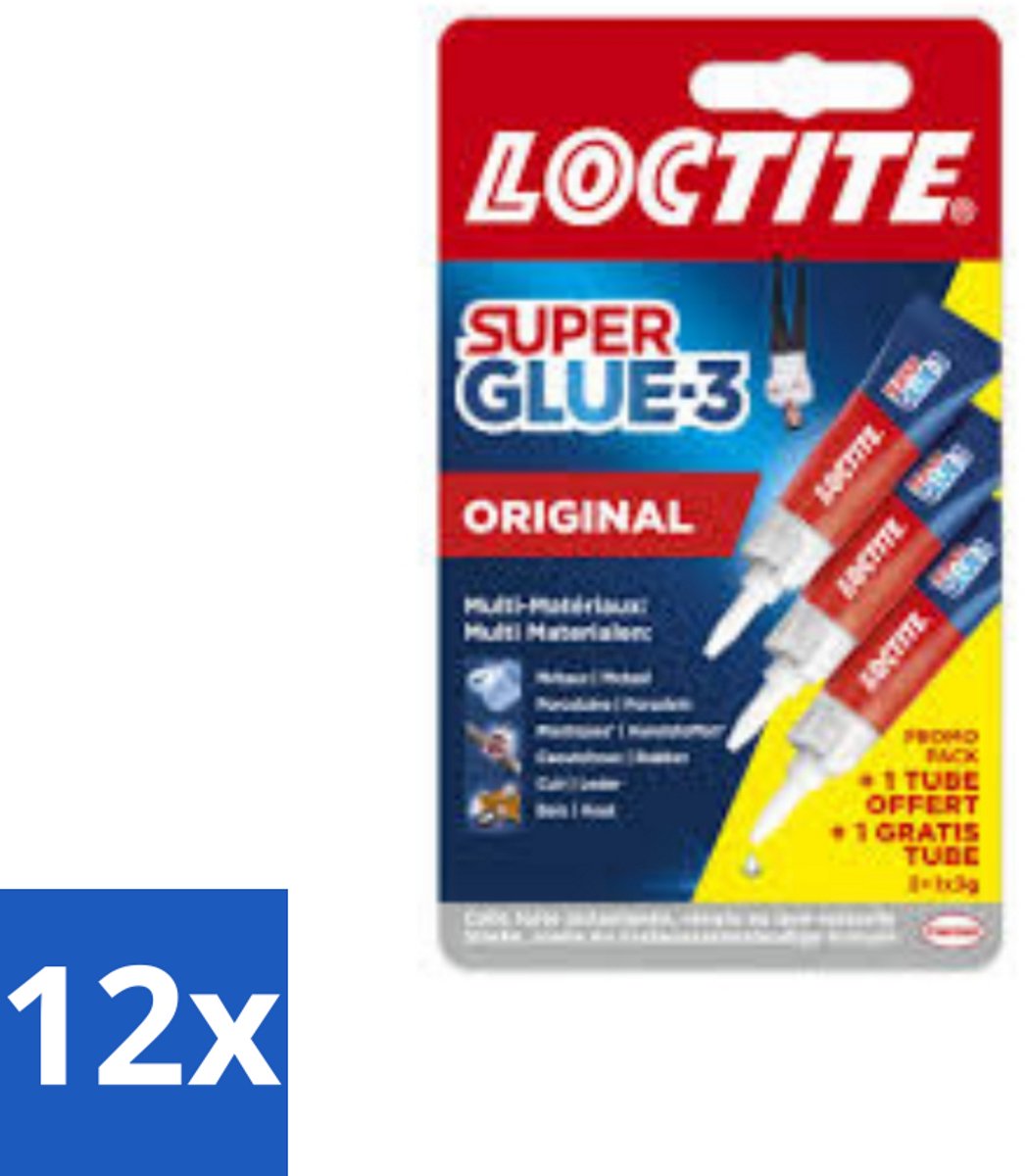 Loctite - Secondelijm - Super Glue Universal - 3 Lijmtubes - Voordeelverpakking - 12 stuks