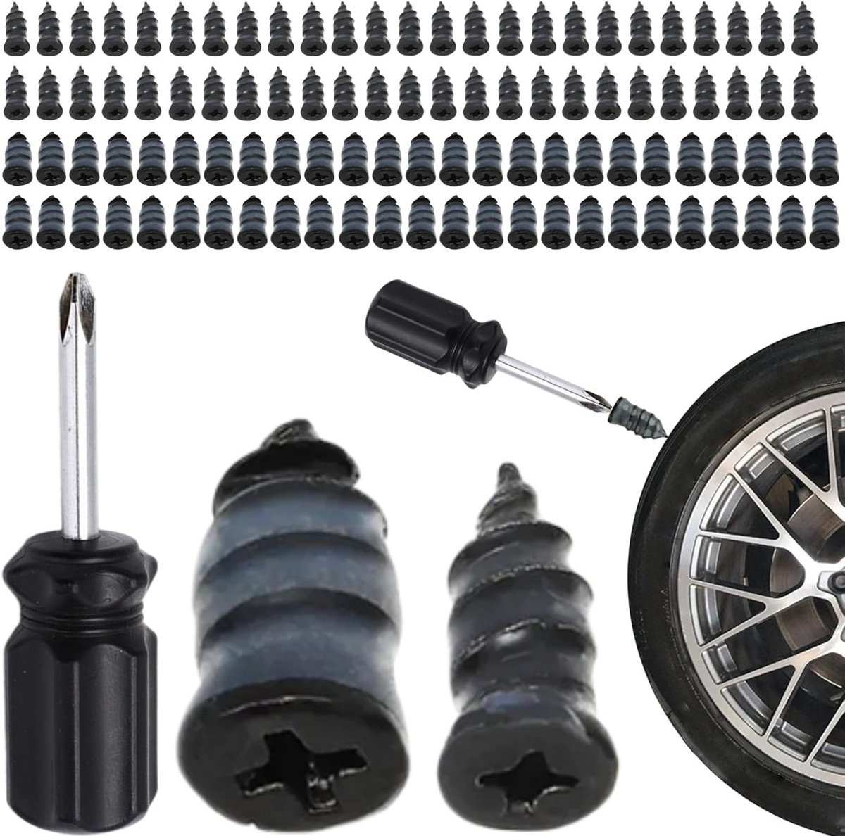 100 Stuks Rubber Nagels voor Autobanden, Punctie Reparatie Nagels, Vacuüm Bandenherstel en Bandenreparatie Accessoires