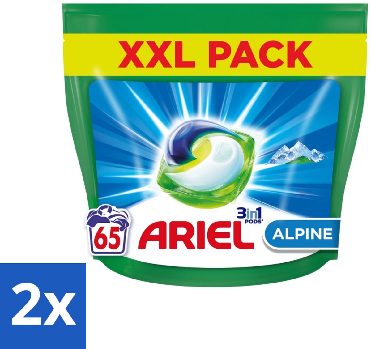 Ariel – Pods 3in1 – Alpine – 1319 g – 65 wasbeurten - Voordeelverpakking - 2 stuks