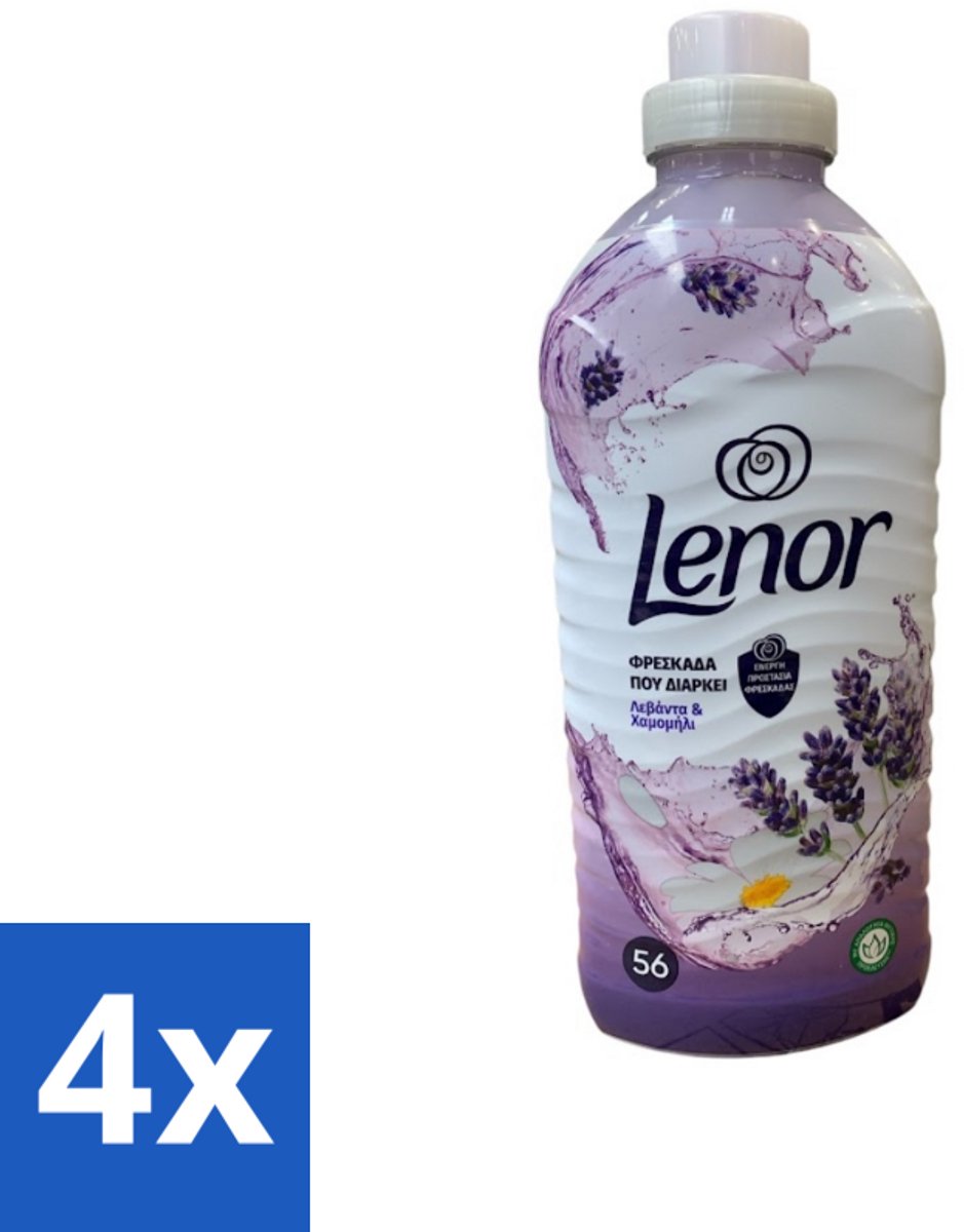4 x Lenor – Wasverzachter – Lavender & Kamille – 56 Wasbeurten – 1176 ml - Wasverzachter - Lavendel - Kamille - Wasgeur - Wasverzachting